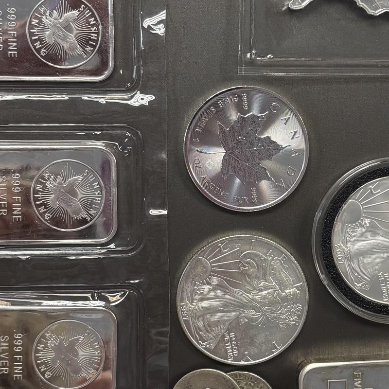 Maple Leaf and Silver Eagle coins